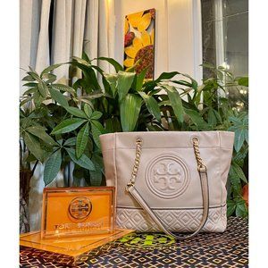 ♦️AUTHENTIC TORY BURCH TAUPE FLEMING HANDBAG!